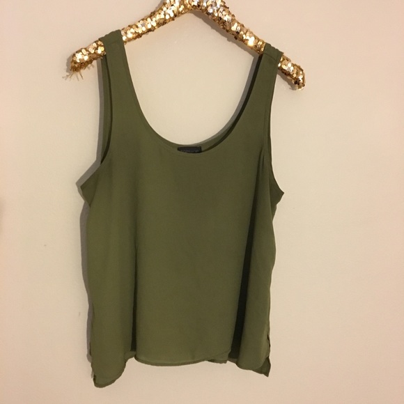 Topshop Tops - Topshop army green flowy semi sheer tank 8